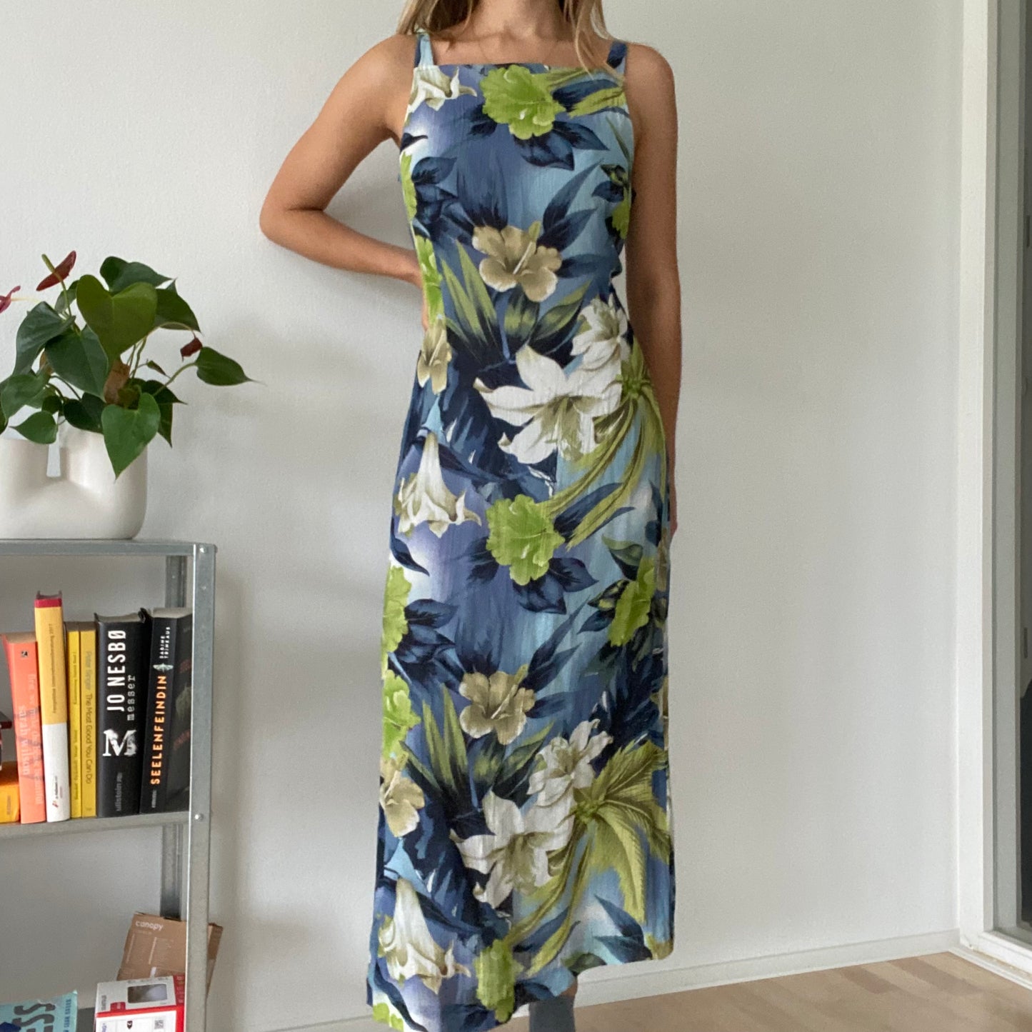 Blue flower maxi dress