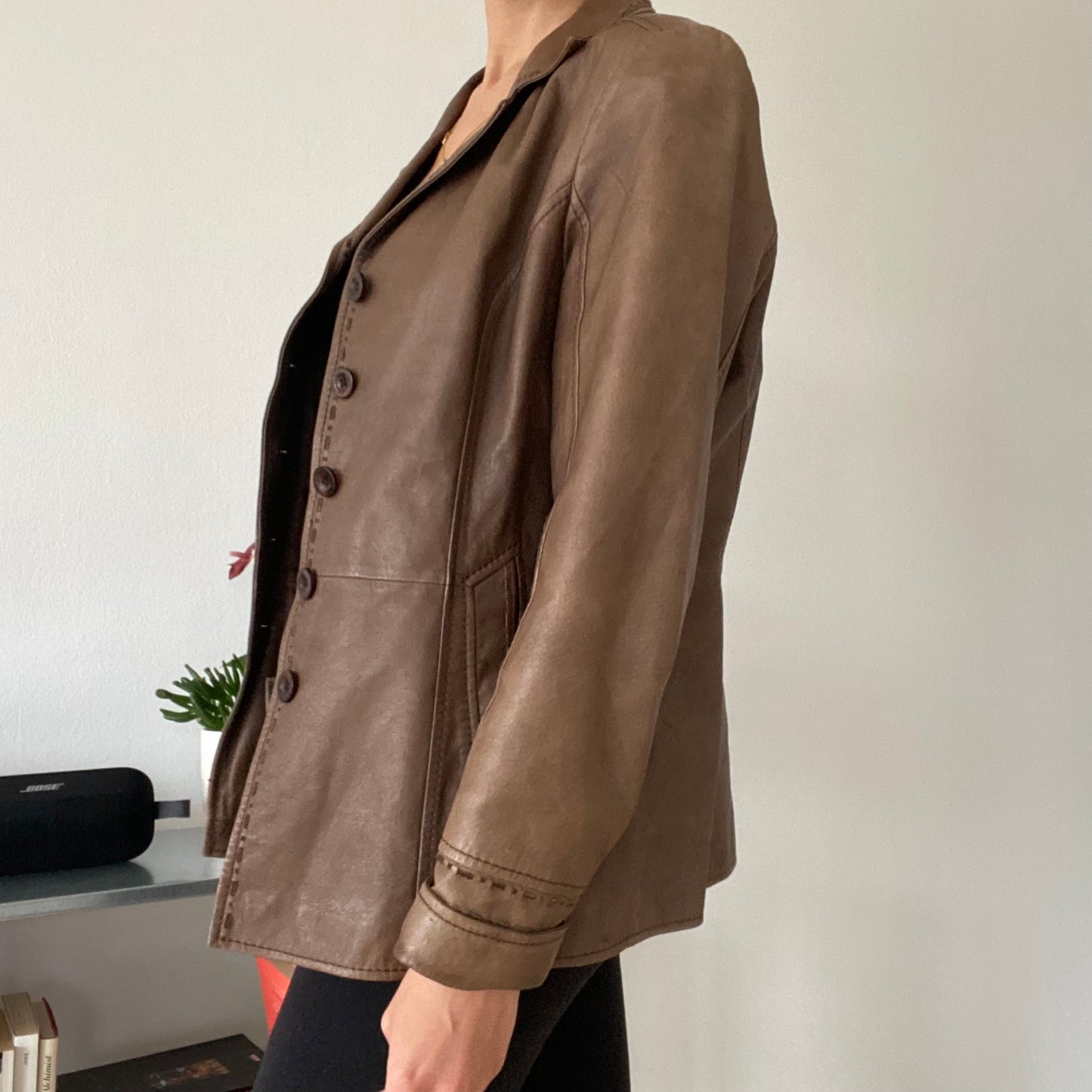 Brown leather jacket