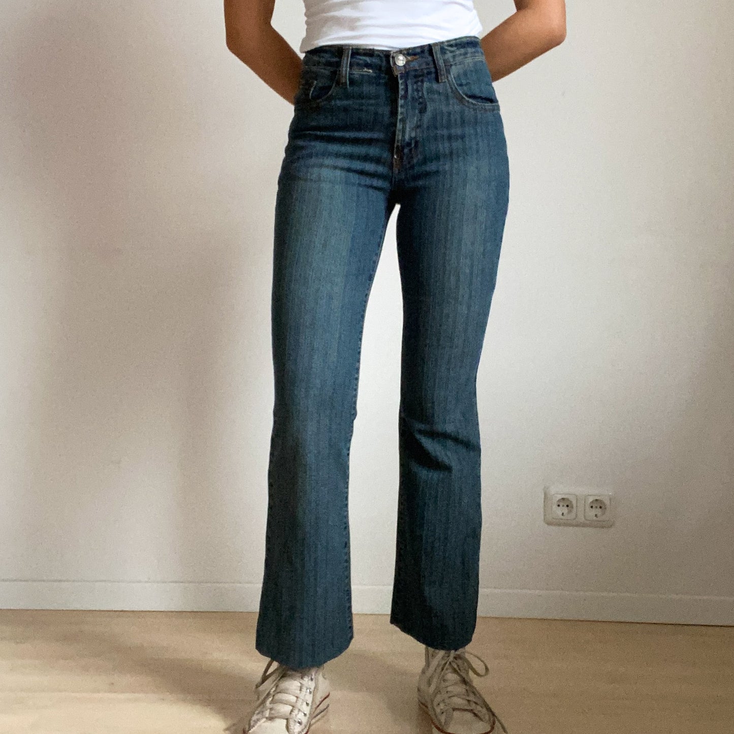 Vintage jeans, blue wash cotton.