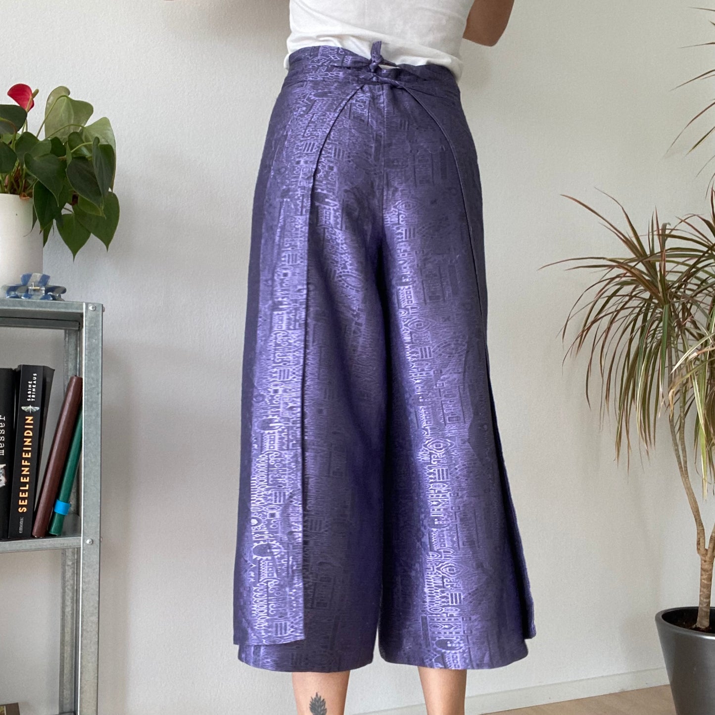 Purple silk pants