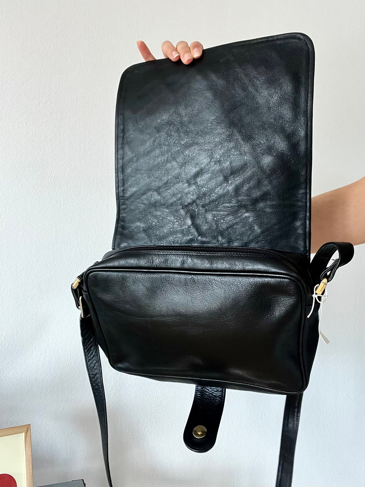 Black Quilted Patent Shoulder Bag