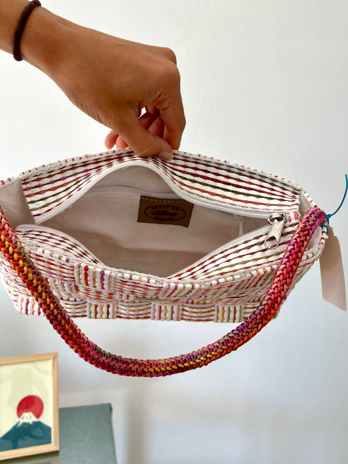 Pink Woven Shoulder Bag by Alma Creazioni – Made in Italy Textured Handbag