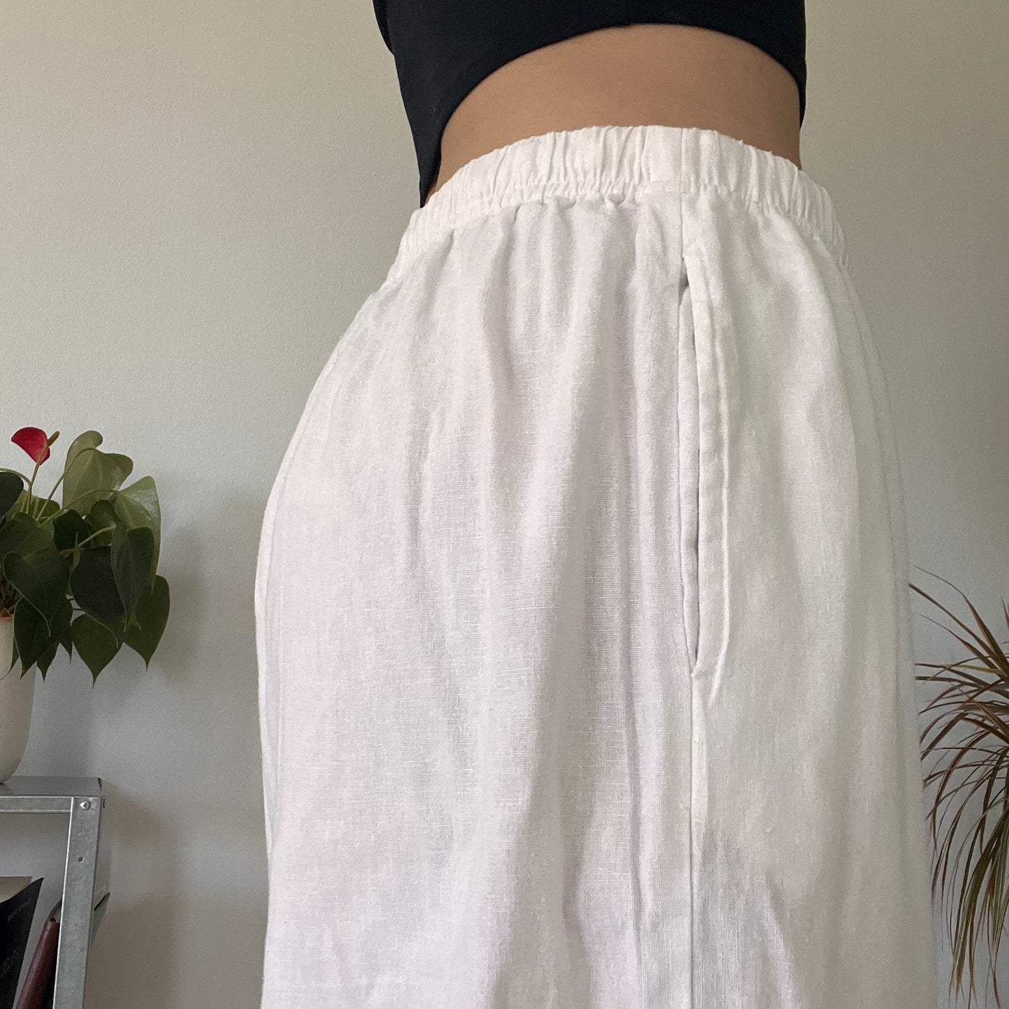 White wide-leg relaxed Cotton trousers- size L