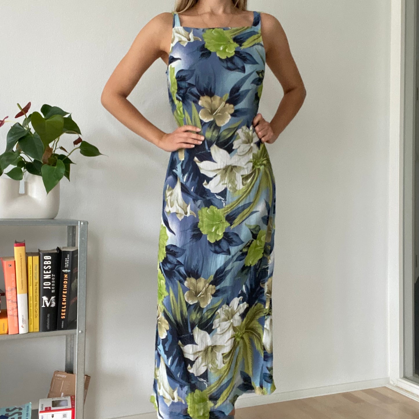 Blue flower maxi dress