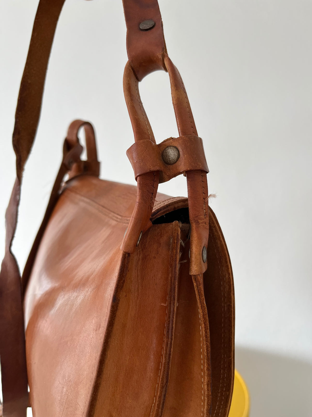 A vintage brown leather saddle