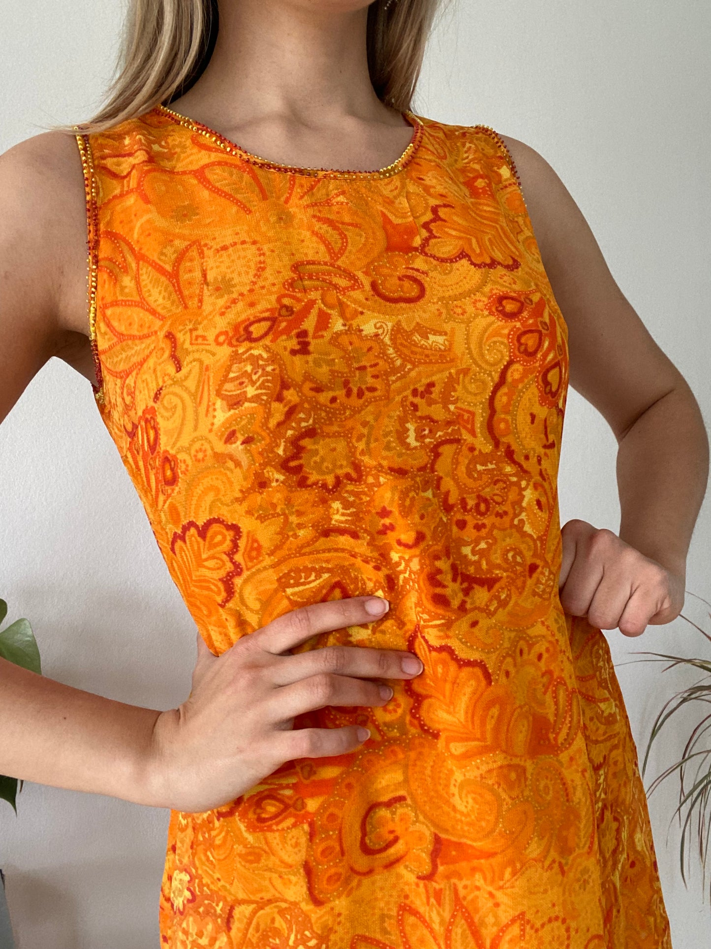 René Derhy Orange Midi 90s dress-Size S