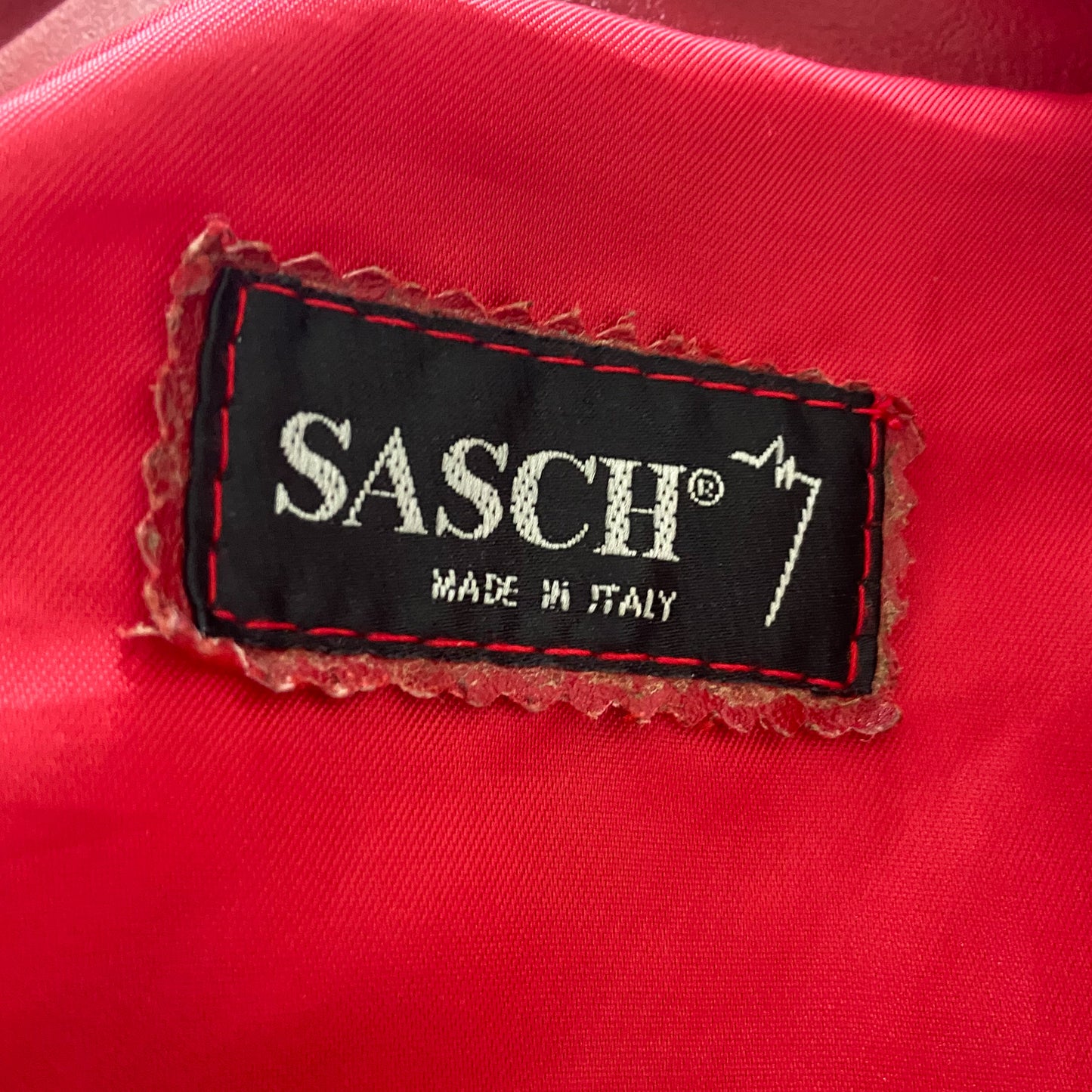 Red leather jacket with zipper