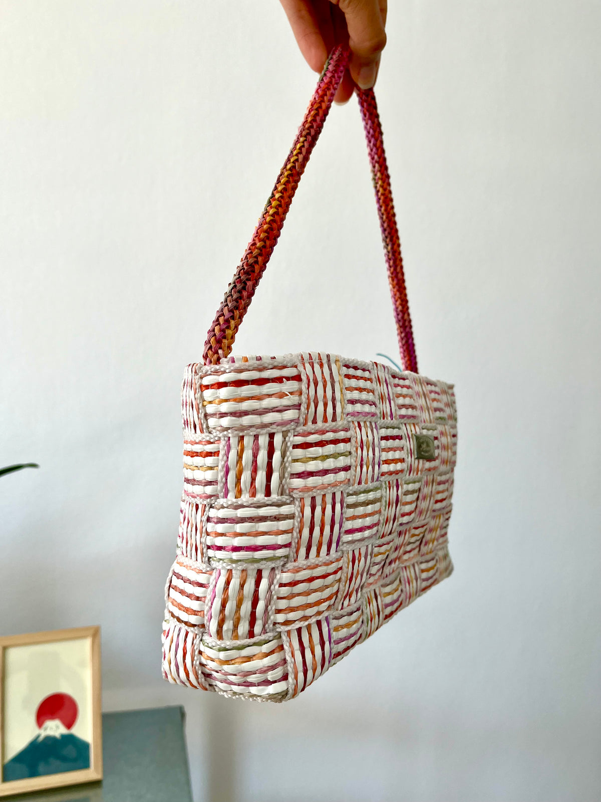 Pink Woven Shoulder Bag by Alma Creazioni – Made in Italy Textured Handbag