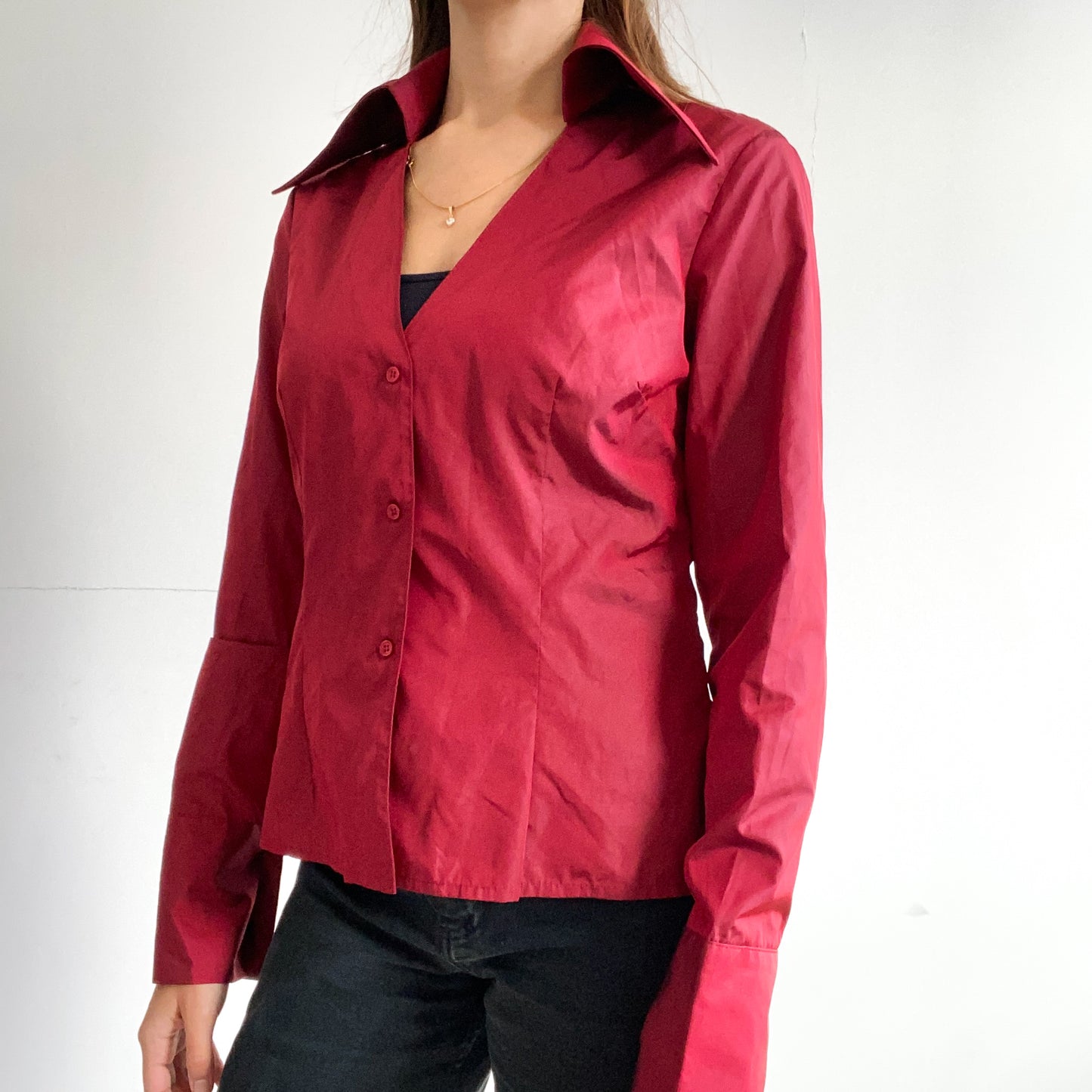 Formal red tunic blouse