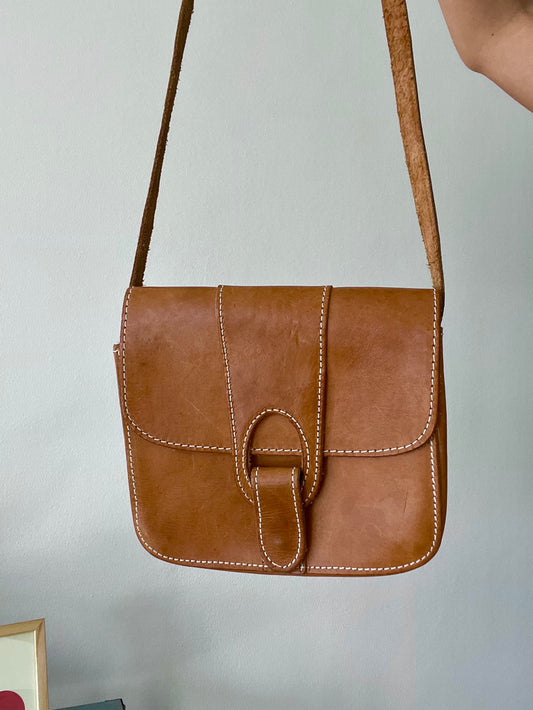 Brown Leather Crossbody Bag Small Satchel Shoulder Bag