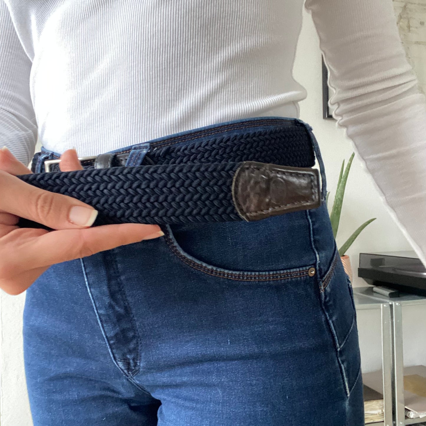 Dark Blue braided belt made in Italy