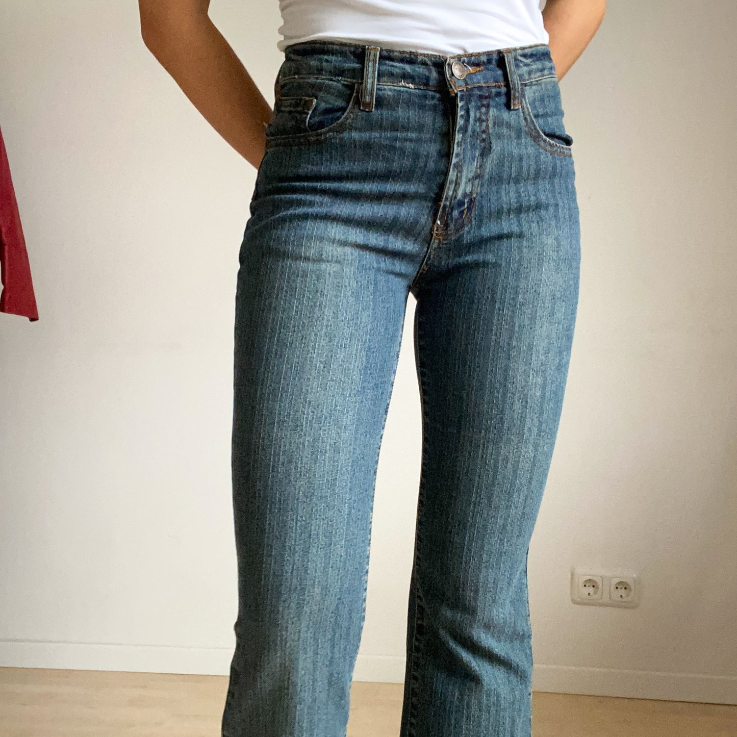 Vintage jeans, blue wash cotton.