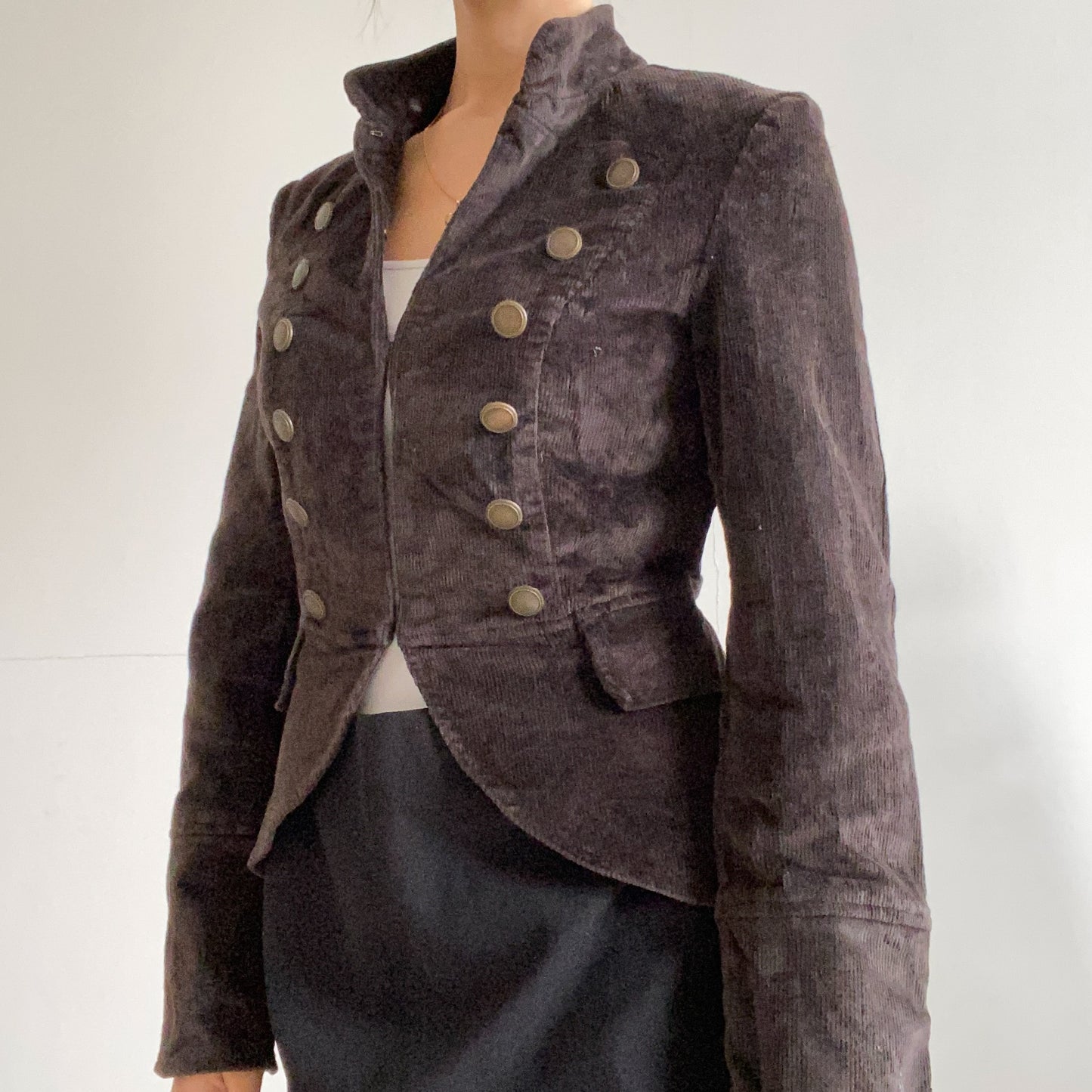 Corduroy short  jacket asymmetrical