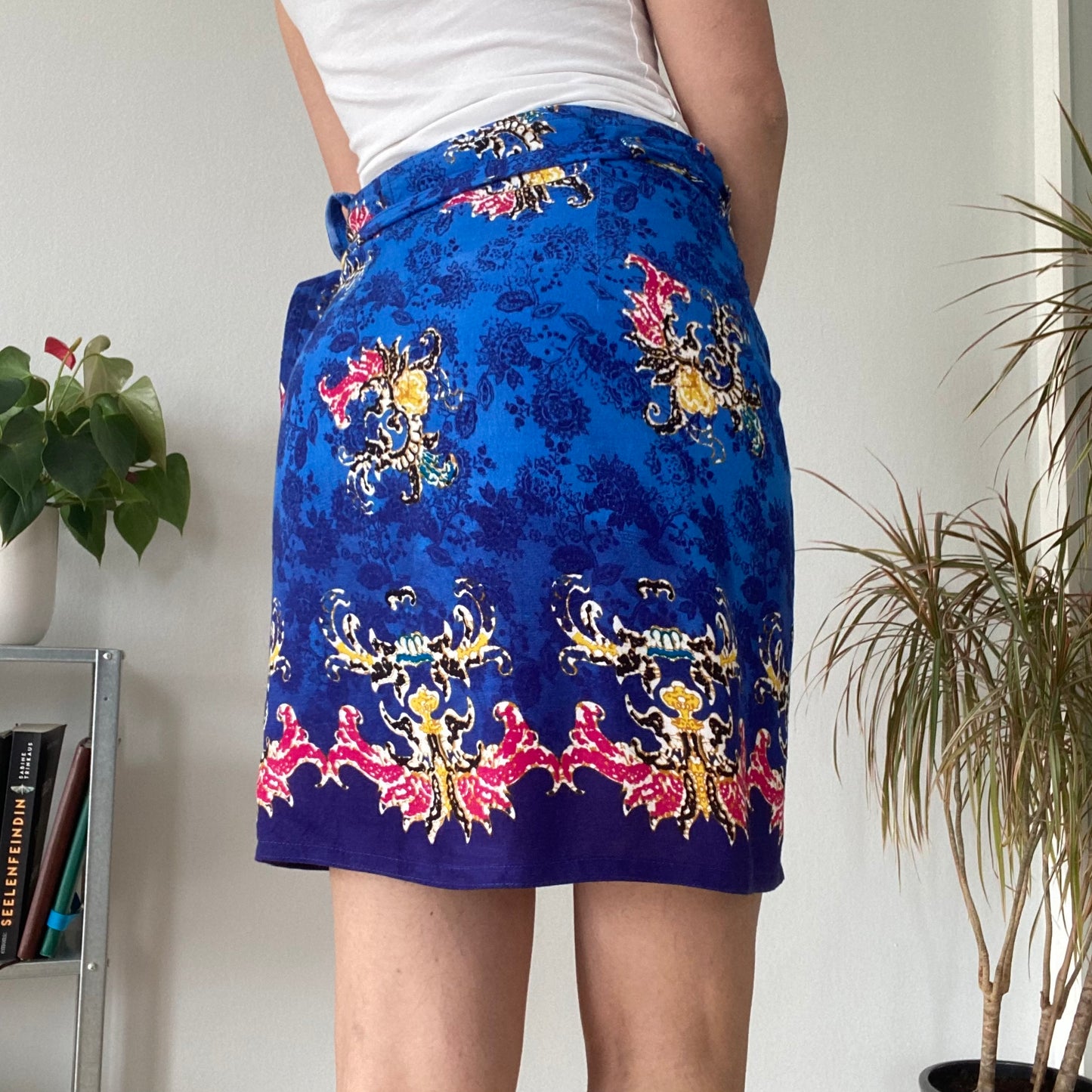 Vintage Royal Blue Baroque Wrap Skirt