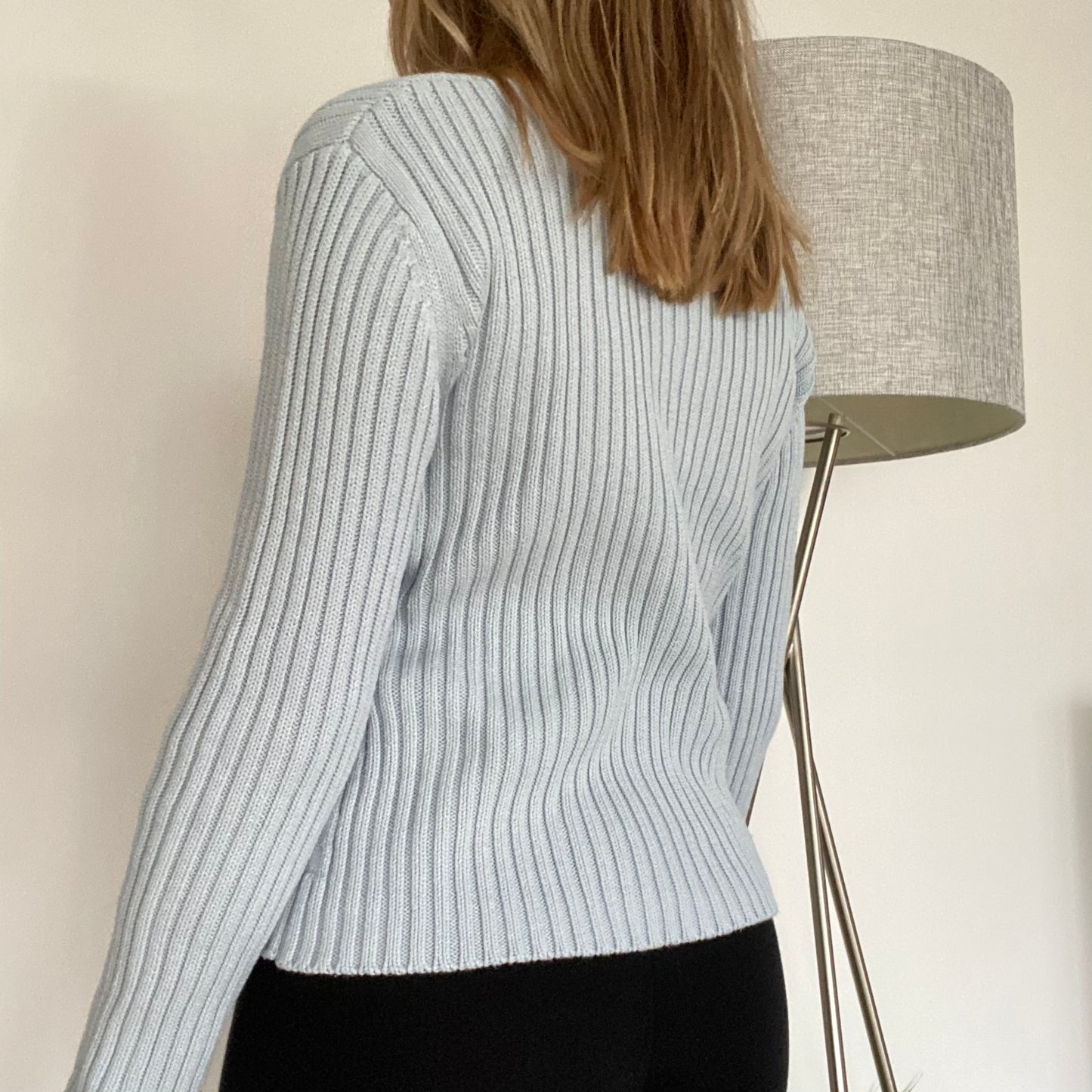 Blue V-neck pullover