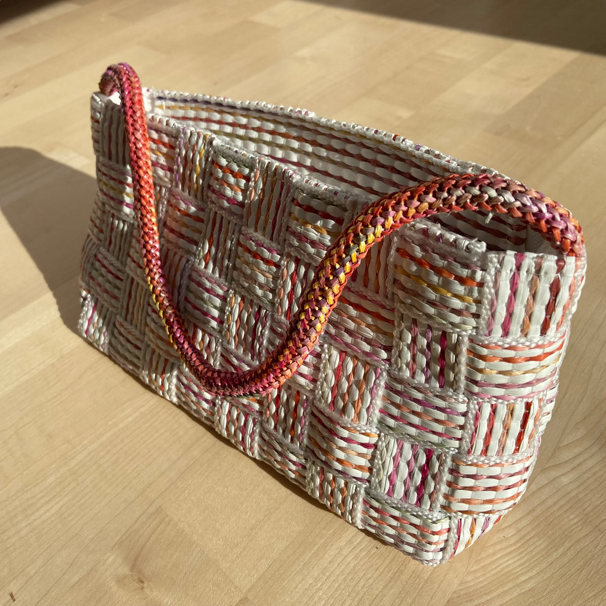 Pink Woven Shoulder Bag