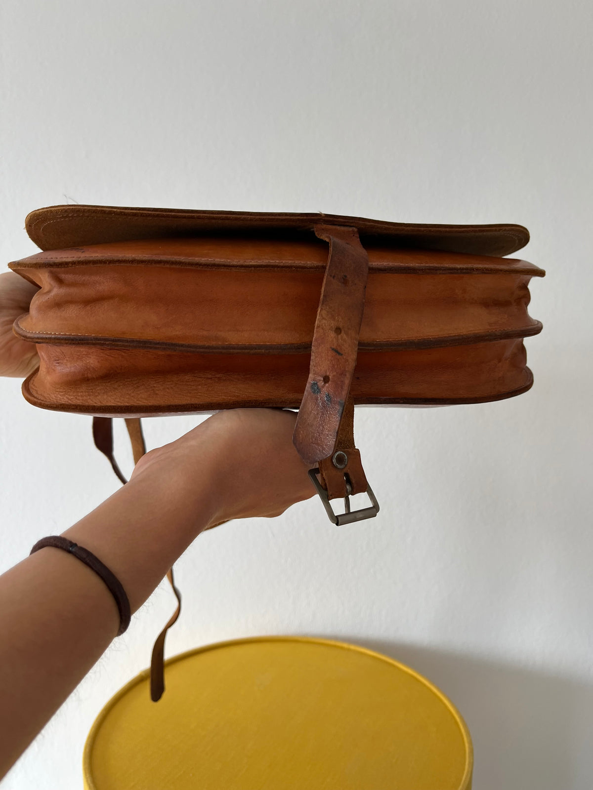 A vintage brown leather saddle