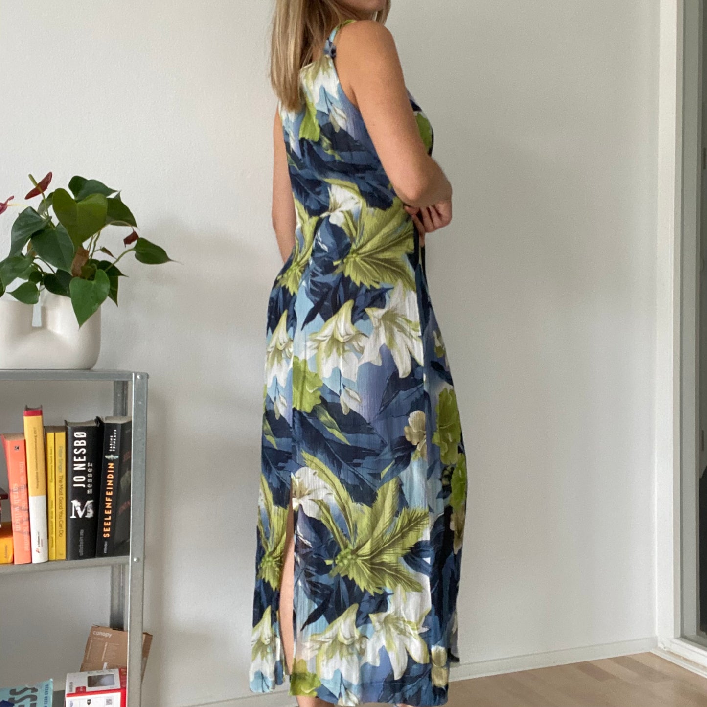 Blue flower maxi dress