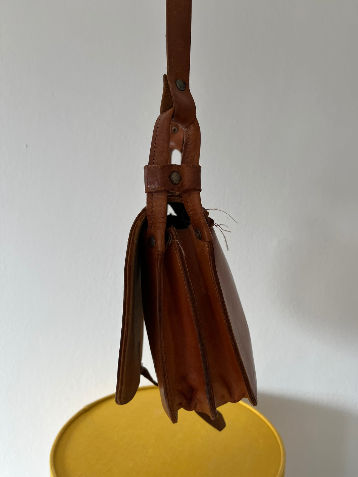 A vintage brown leather saddle