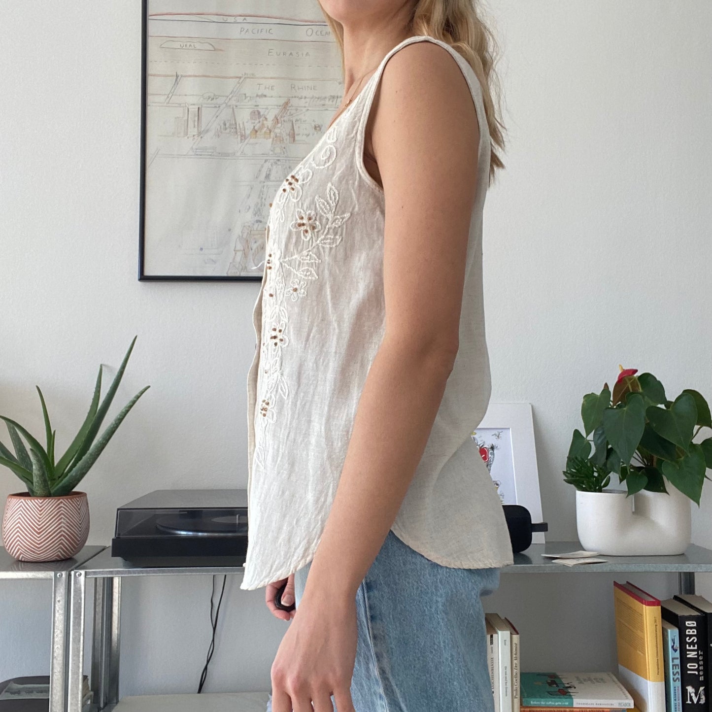 White Bege summer cottage top-Size M