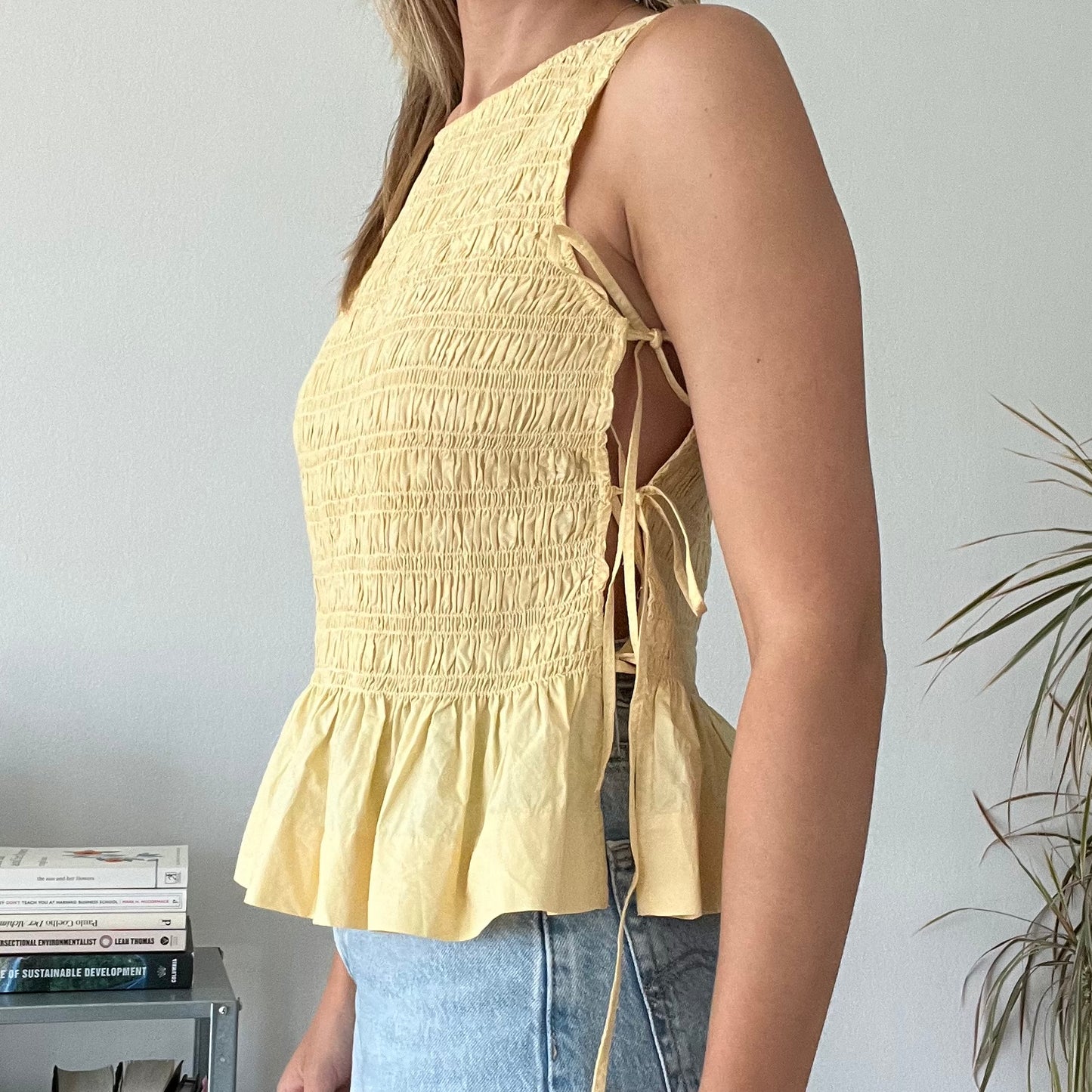 Ganni butter yellow top and skirt set- Size 36 /38