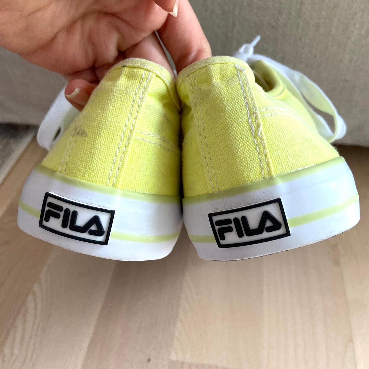 Yellow fila sneakers