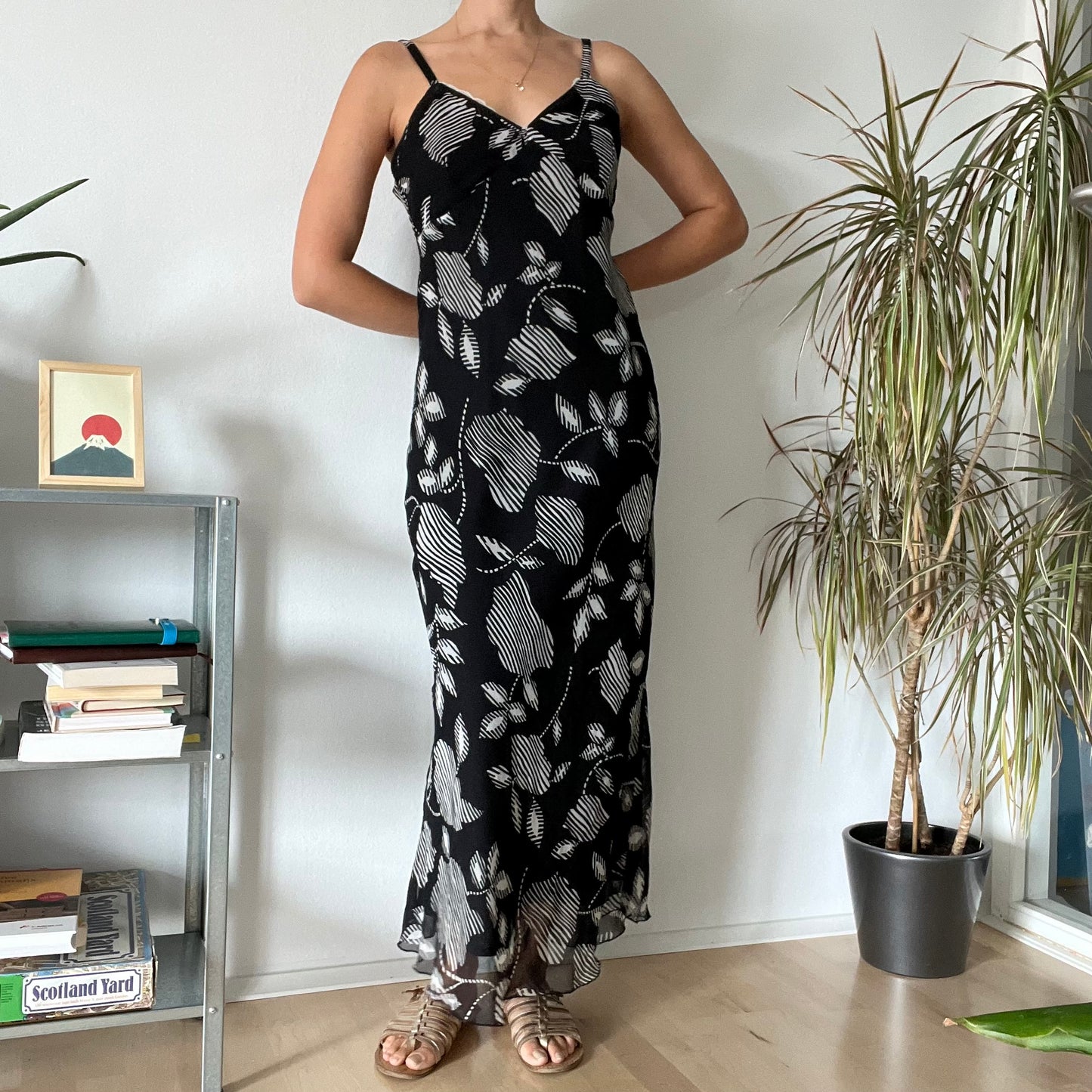 Vintage Abstract Print Maxi Dress-size M