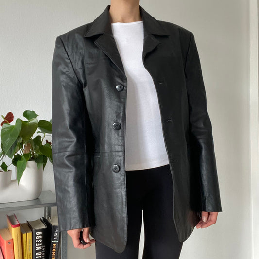 Black leather jacket men size