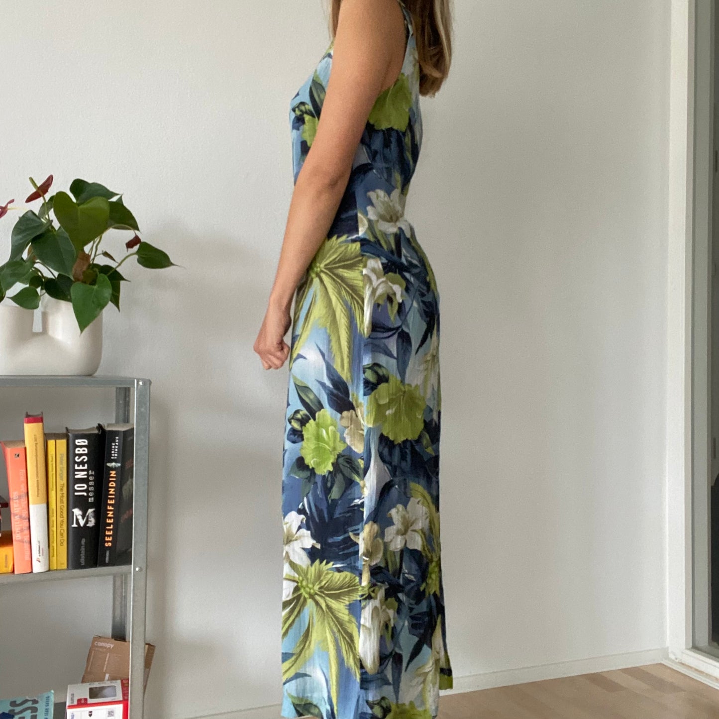 Blue flower maxi dress