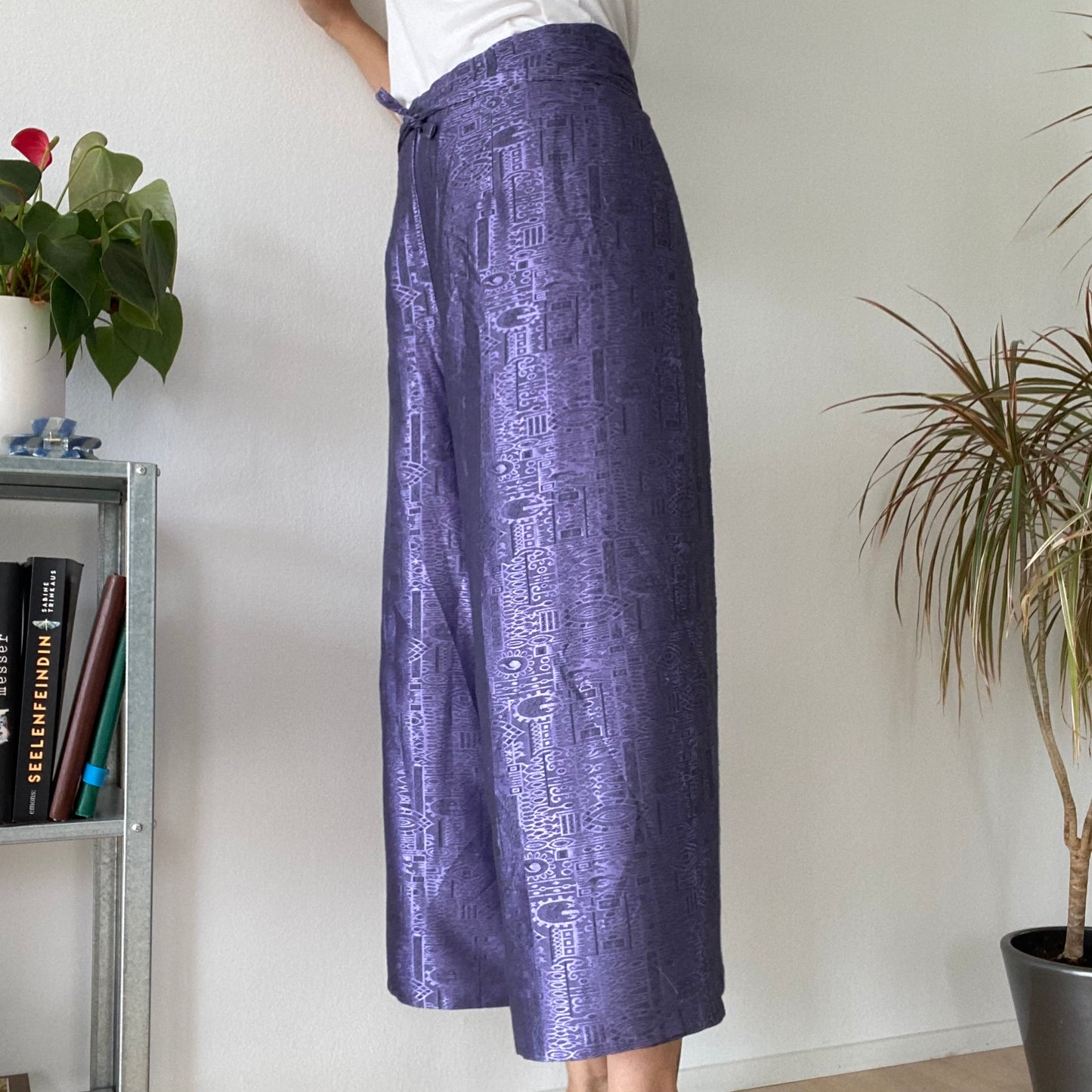 Purple silk pants