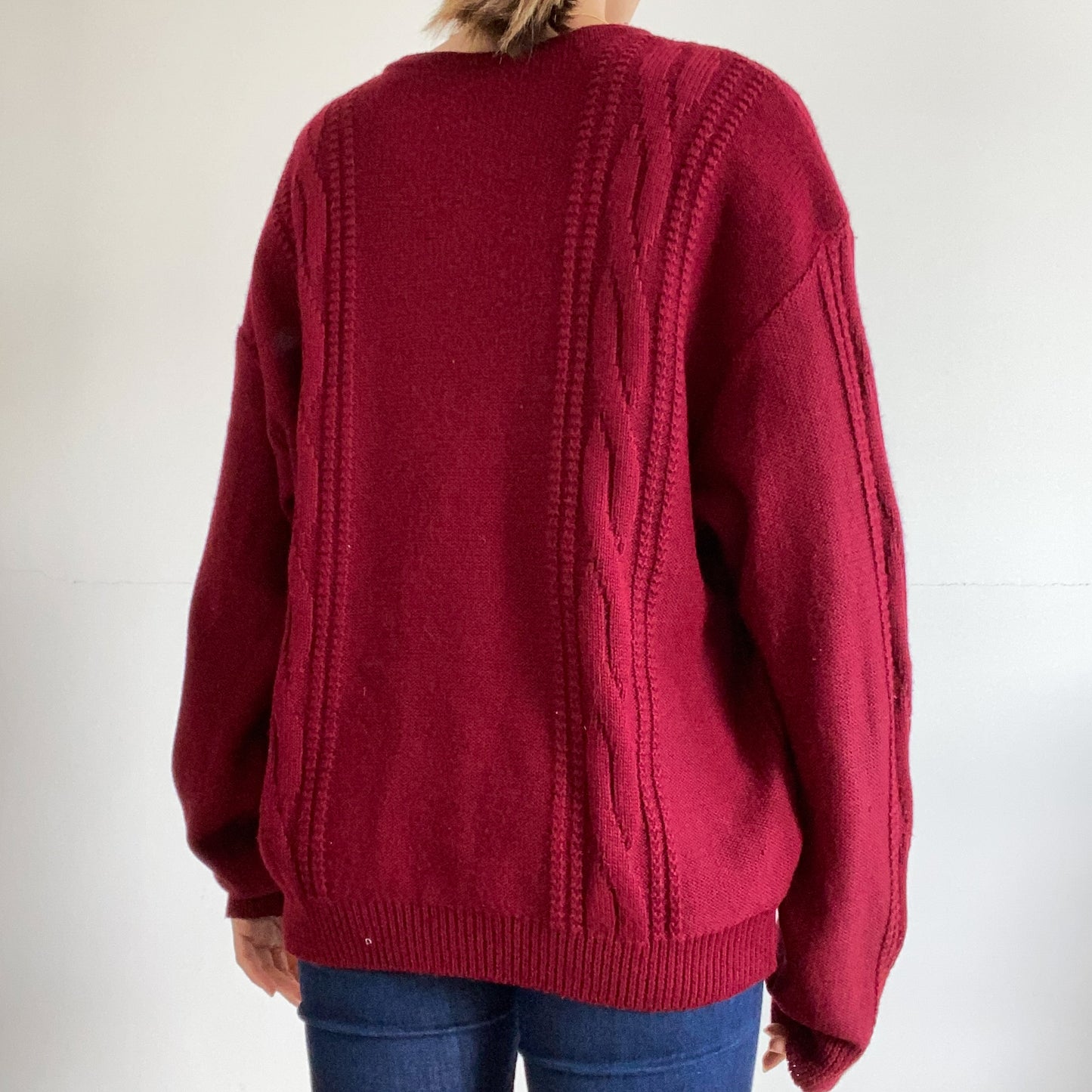 90s burgundy cardigan oversize