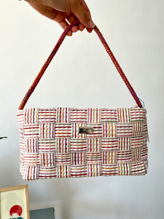 Pink Woven Shoulder Bag by Alma Creazioni – Made in Italy Textured Handbag