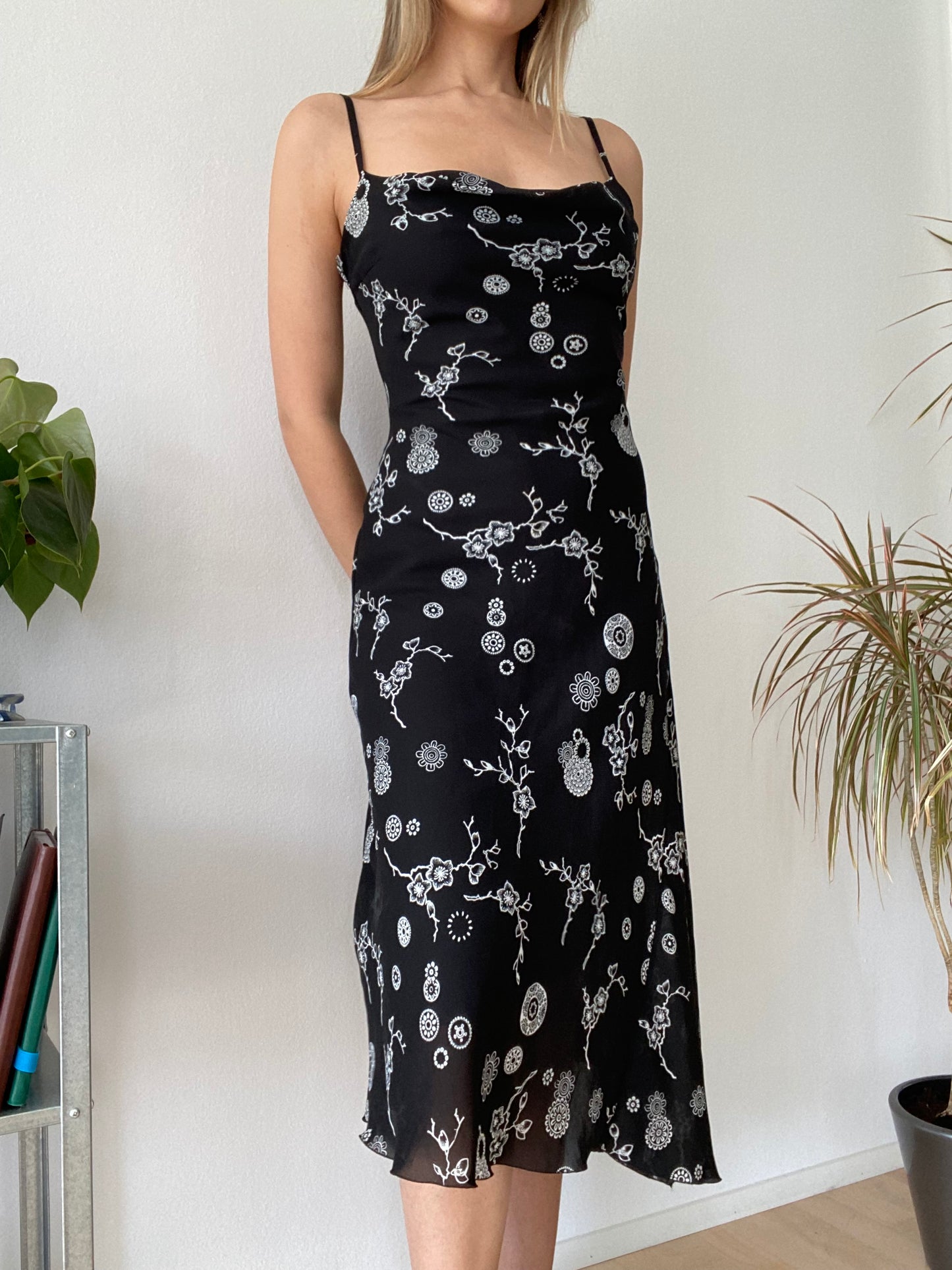 Black 90s asymmetrical dress