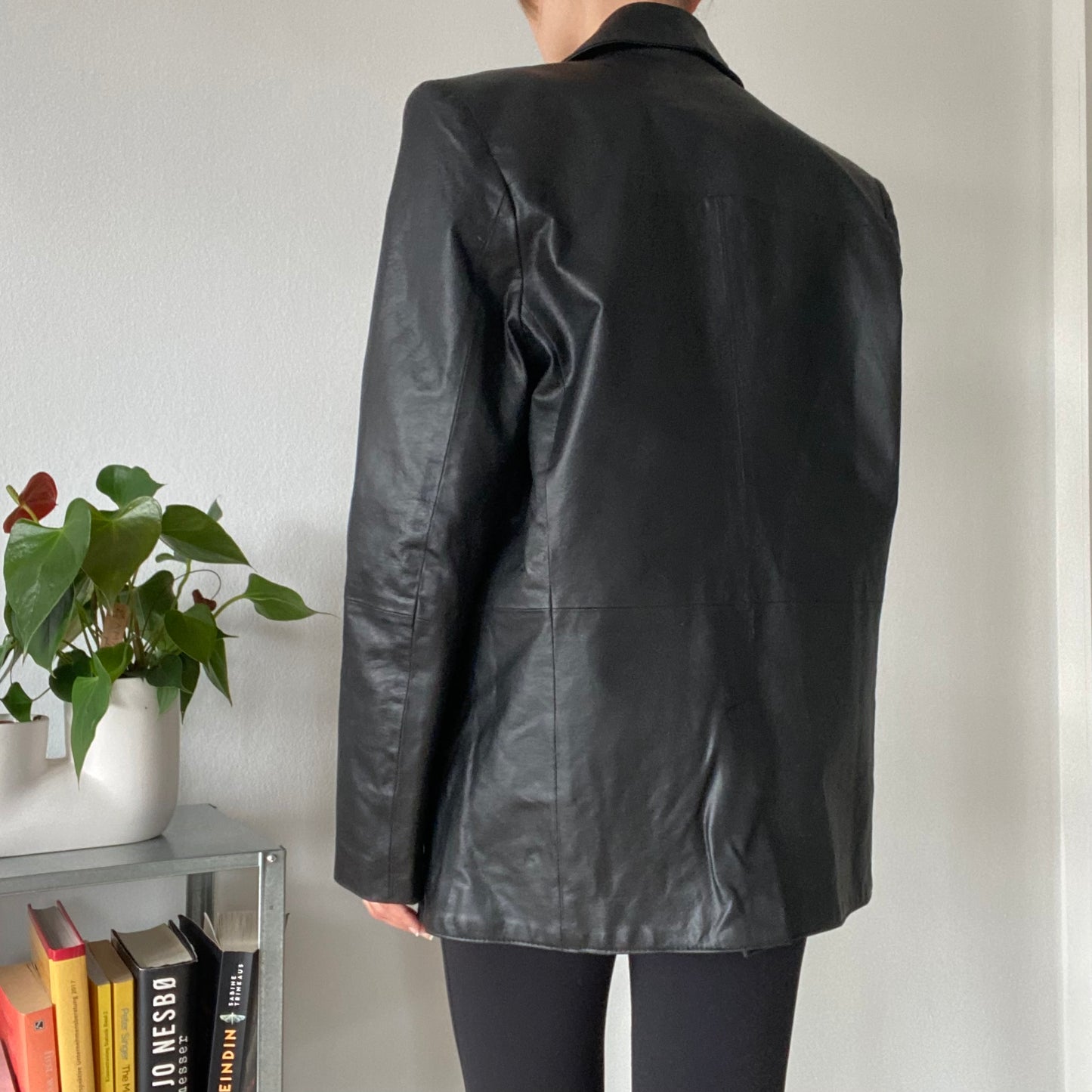 Black leather jacket men size