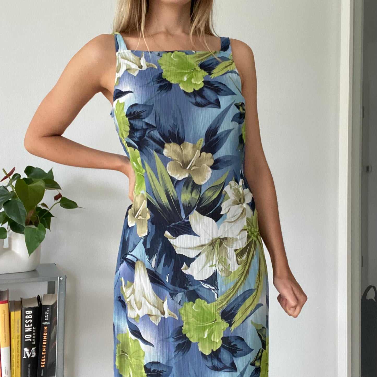 Blue flower maxi dress