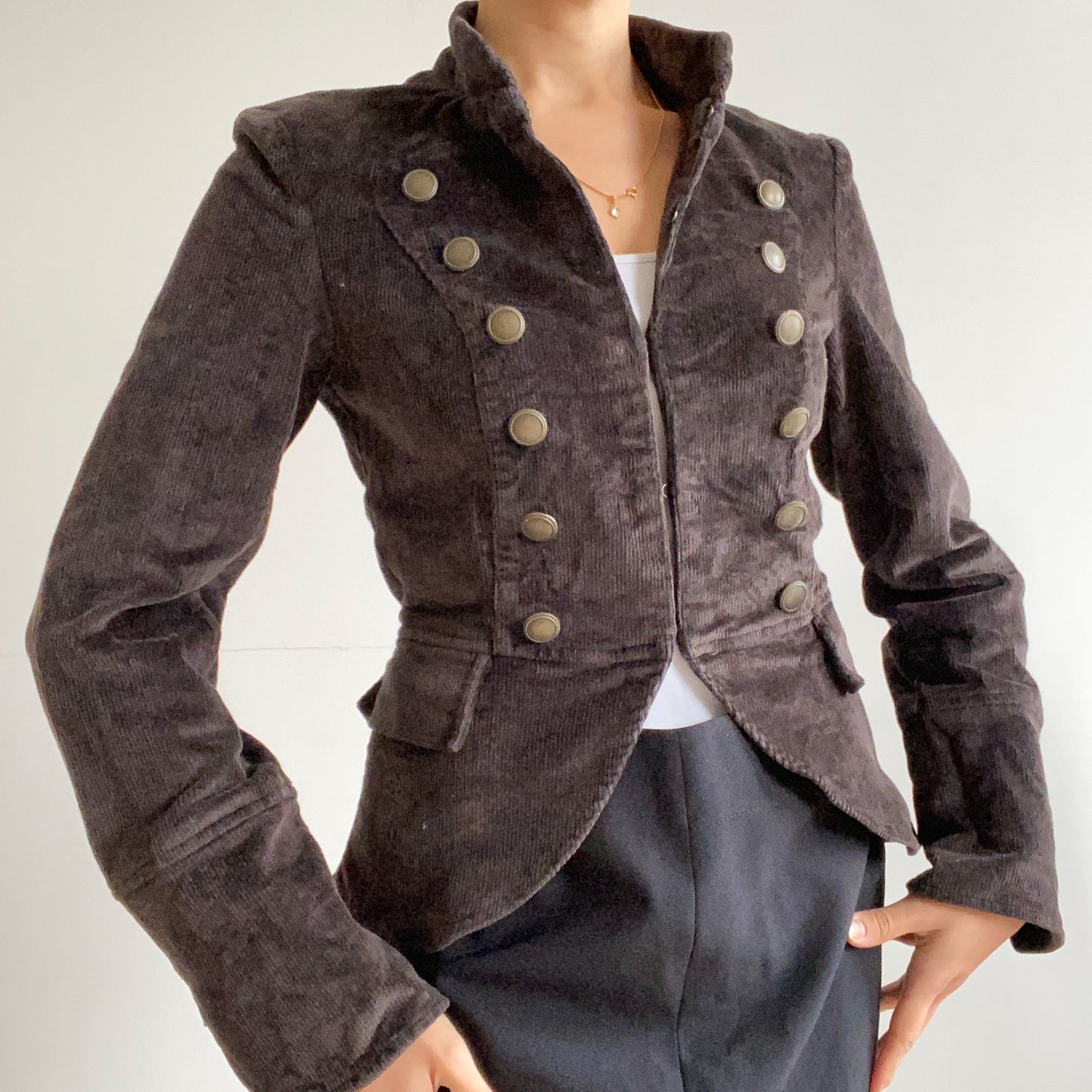 Corduroy short  jacket asymmetrical