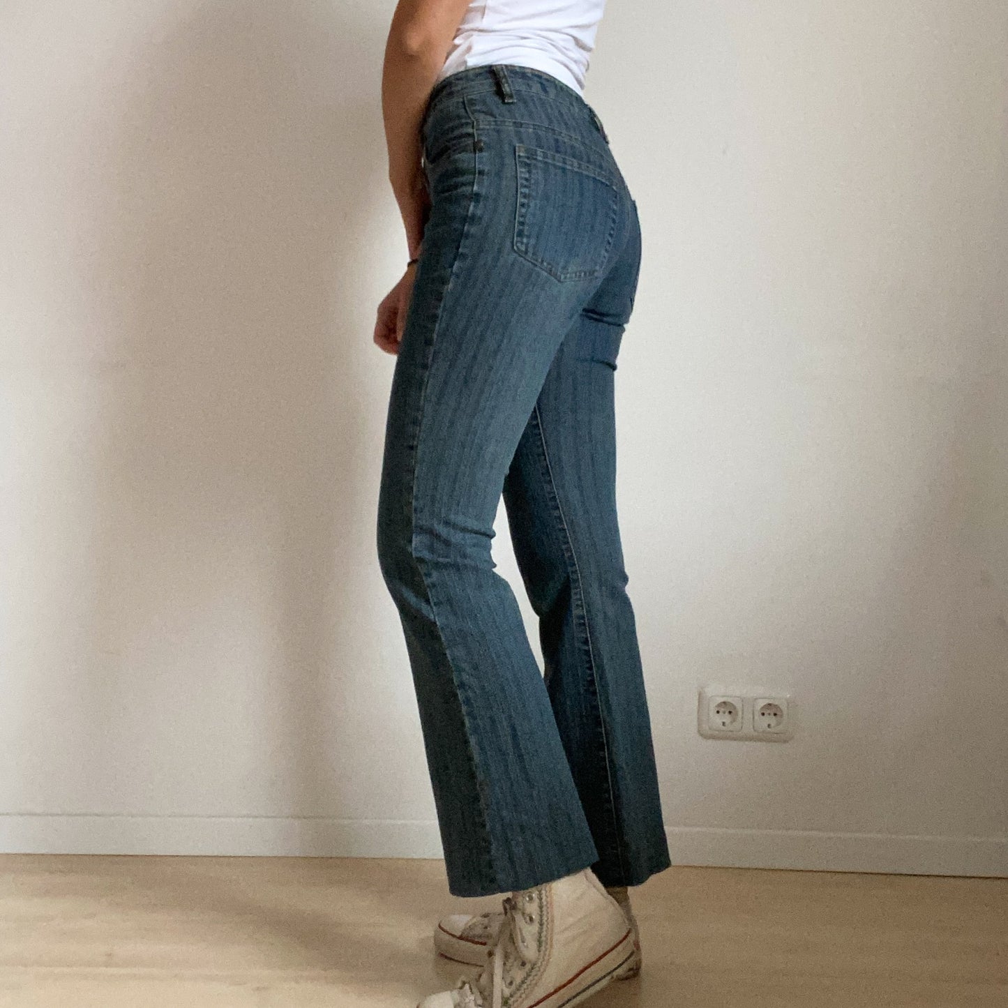 Vintage jeans, blue wash cotton.