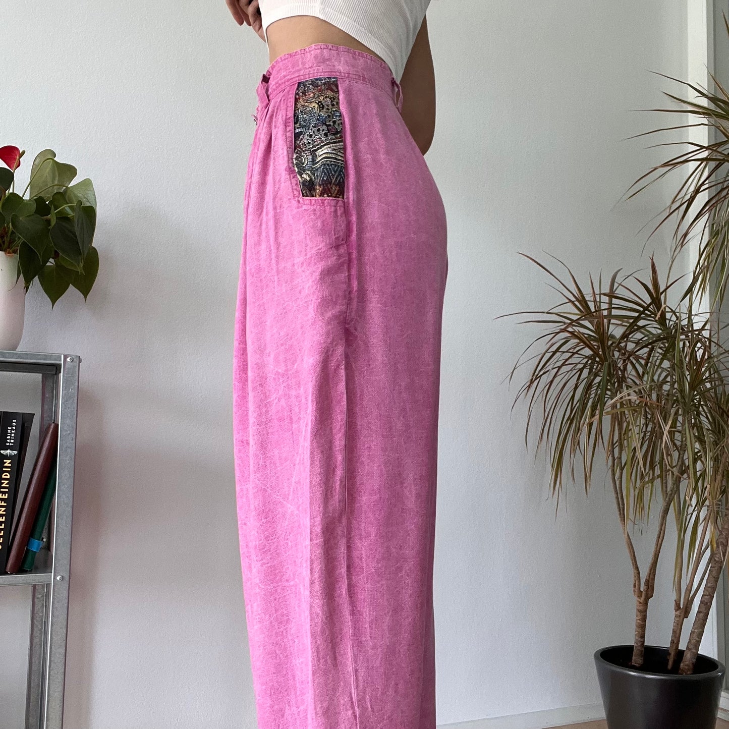 Vintage Pink High Waisted Wide Leg Trousers Y2K