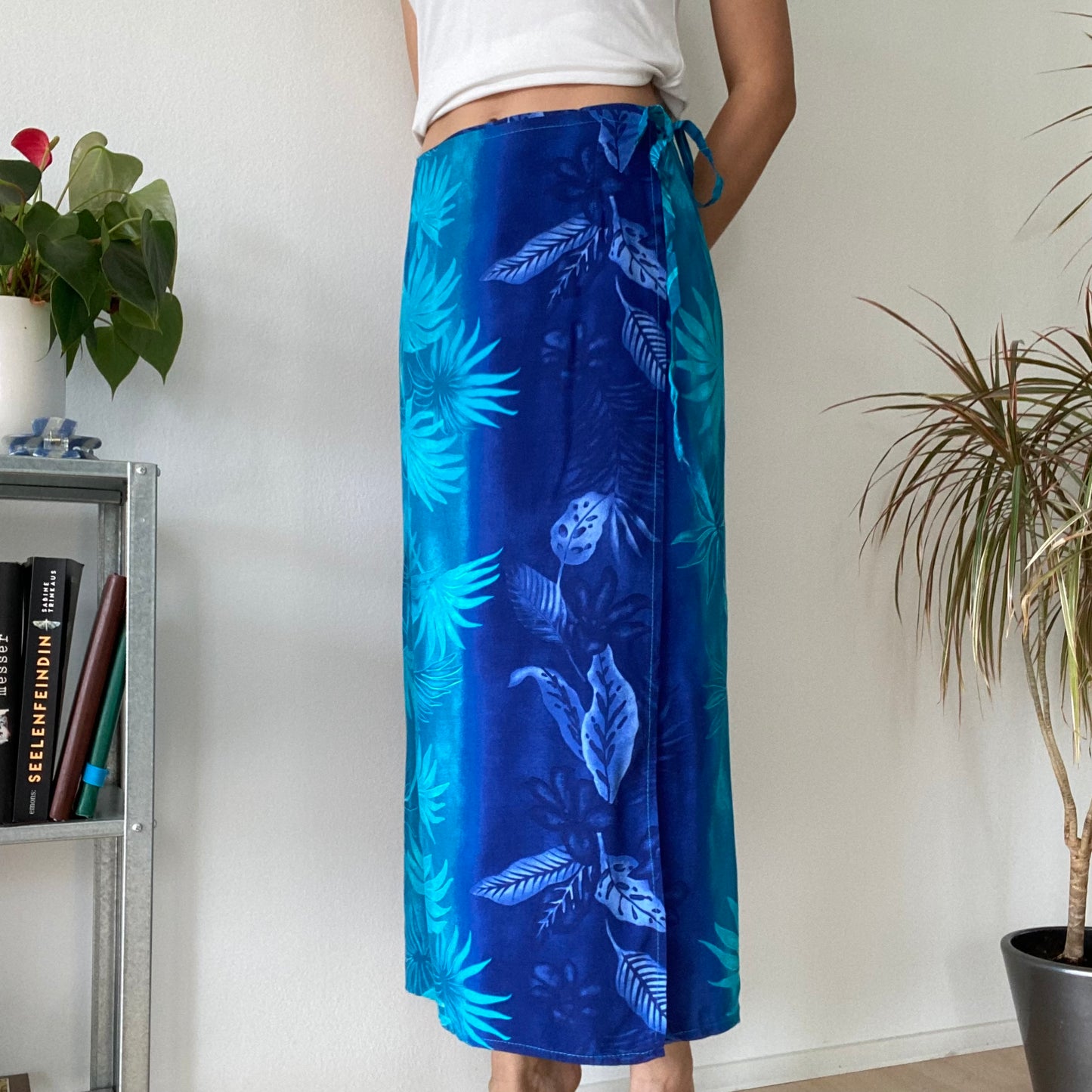 Wrap blue long skirt