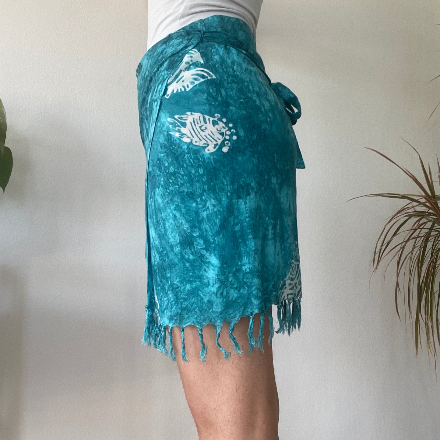 Blue fringe mini skirt