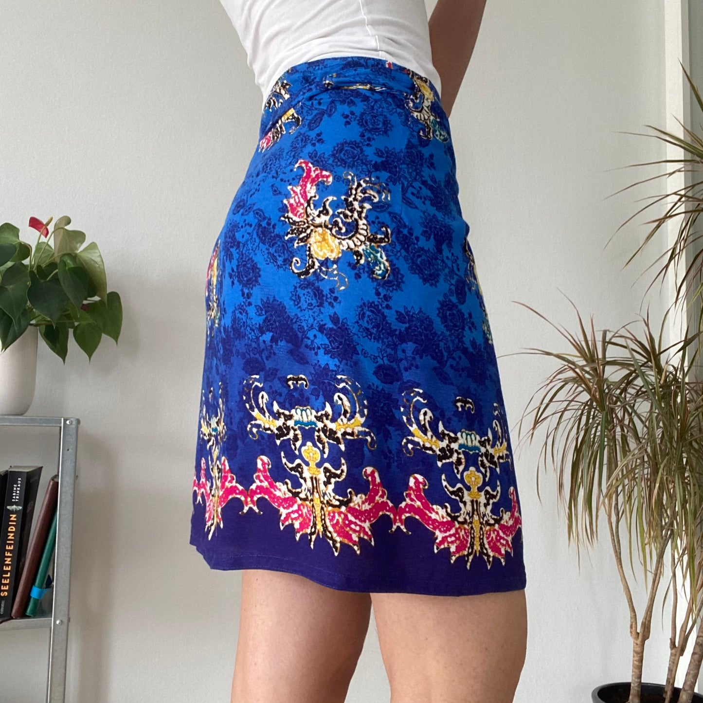 Vintage Royal Blue Baroque Wrap Skirt