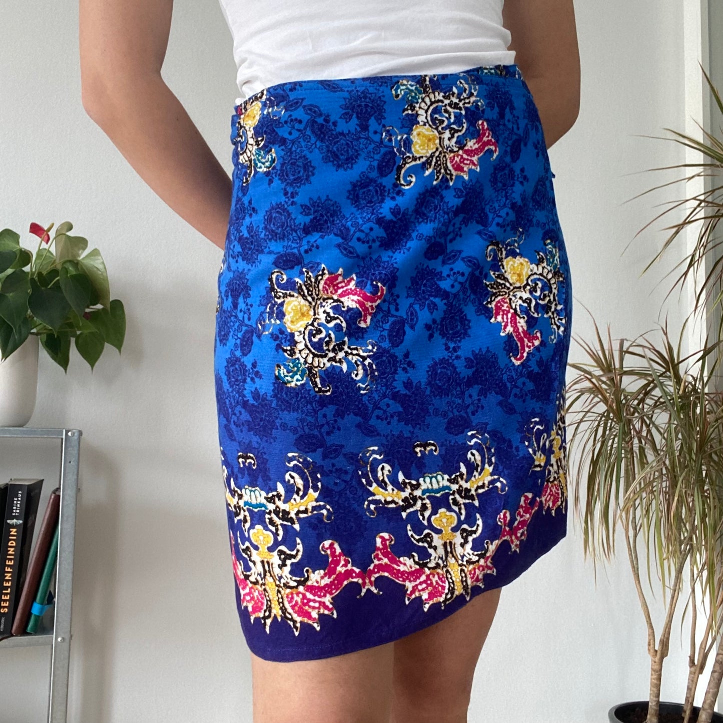 Vintage Royal Blue Baroque Wrap Skirt