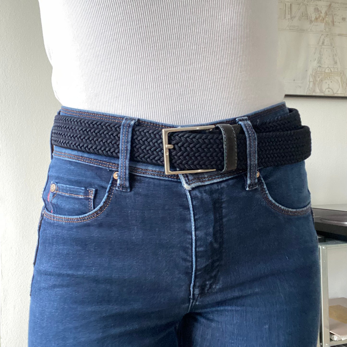 Dark Blue braided belt made in Italy