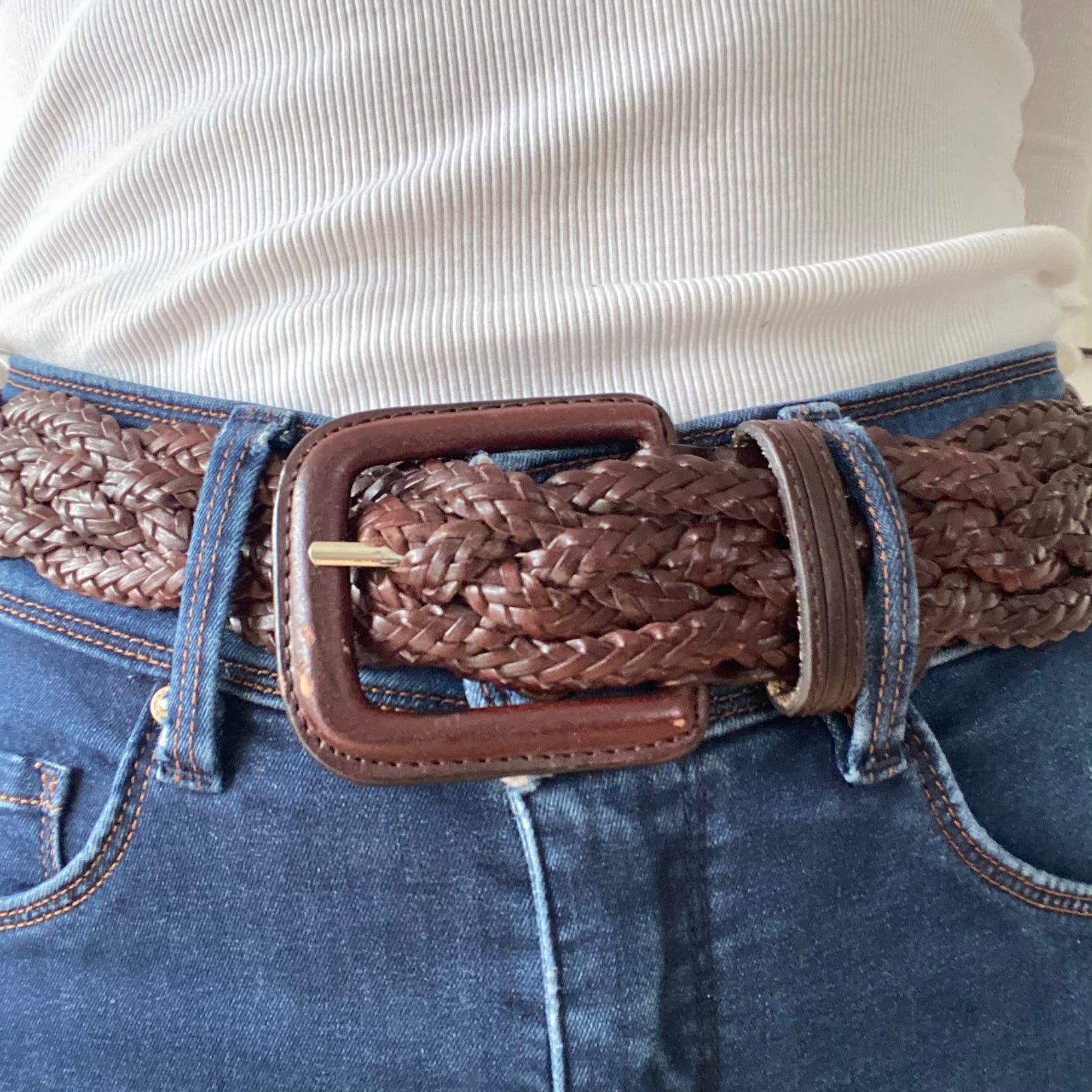 Dark brown braided belt