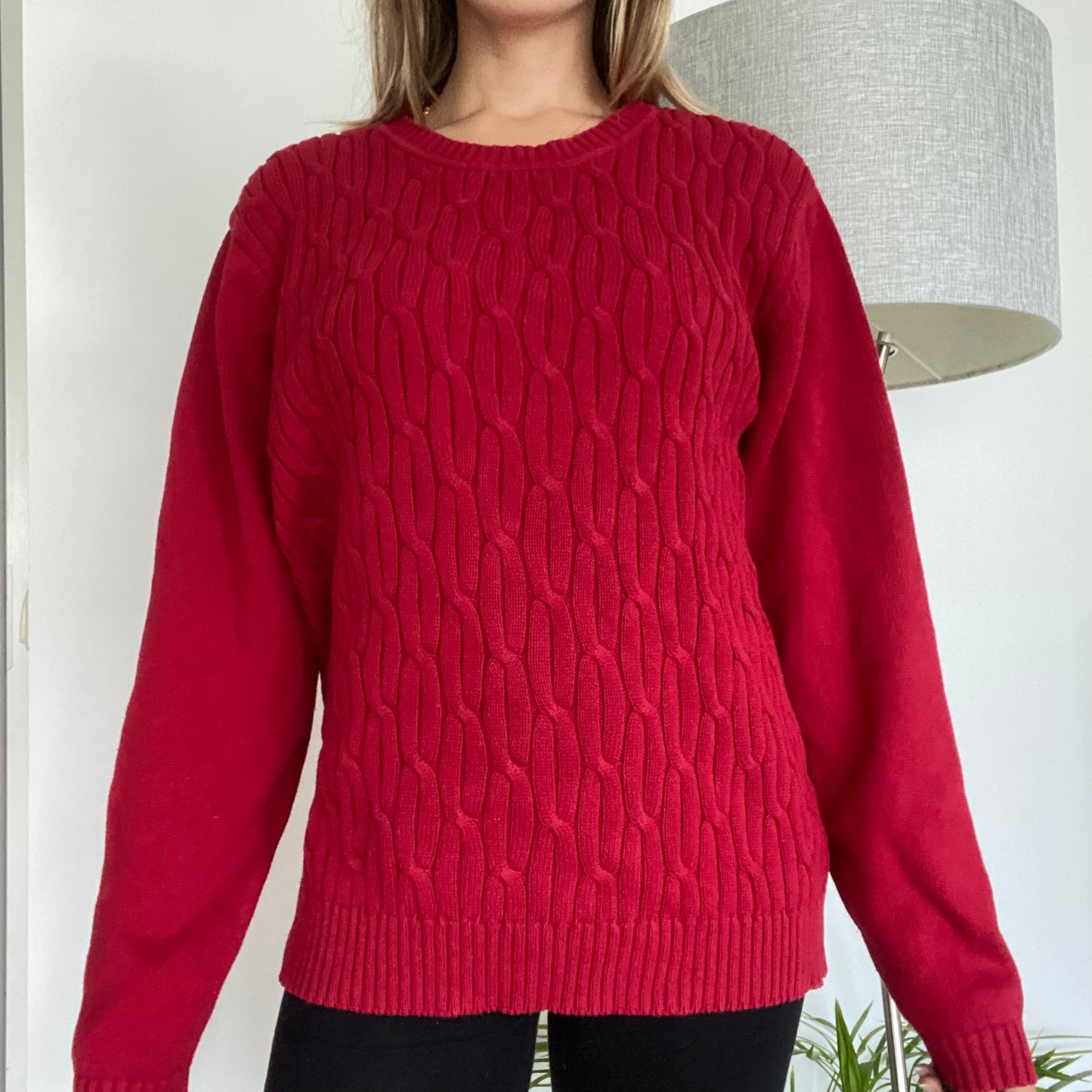 Red, chunky pullover