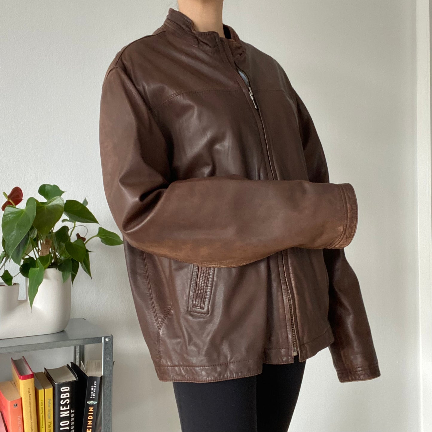 Brown leather jacket Men size