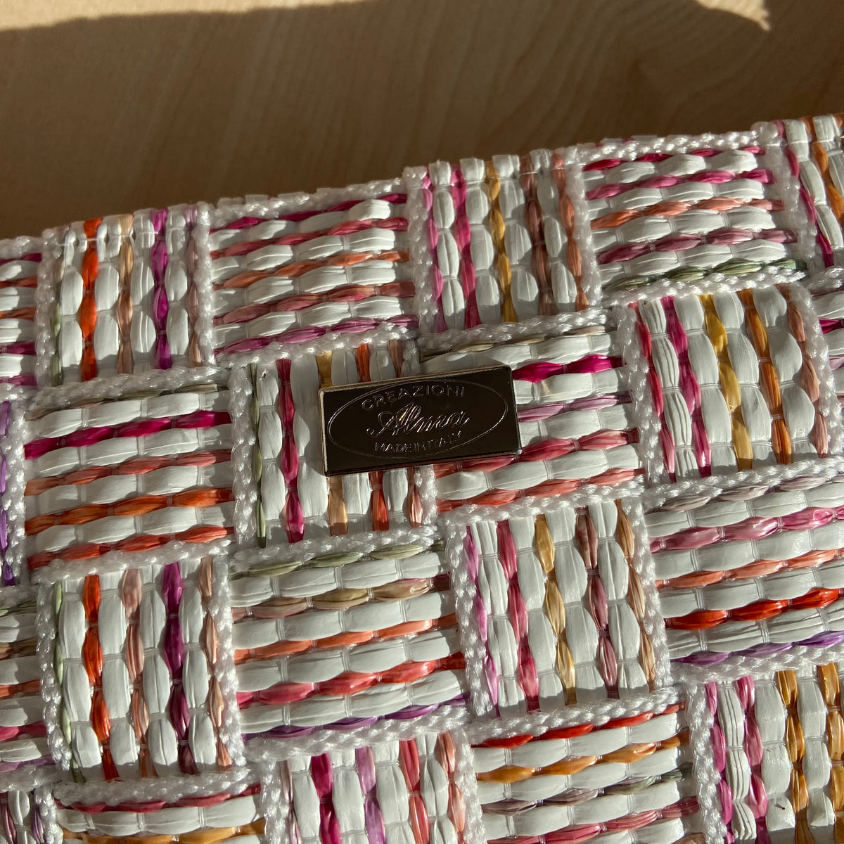 Pink Woven Shoulder Bag
