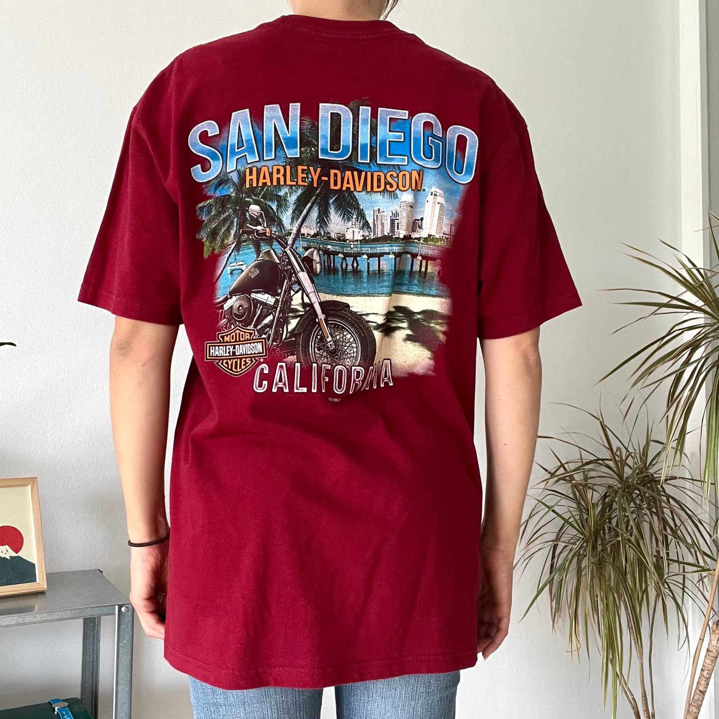 Harley Davidson, red T-shirt San Diego- Size L