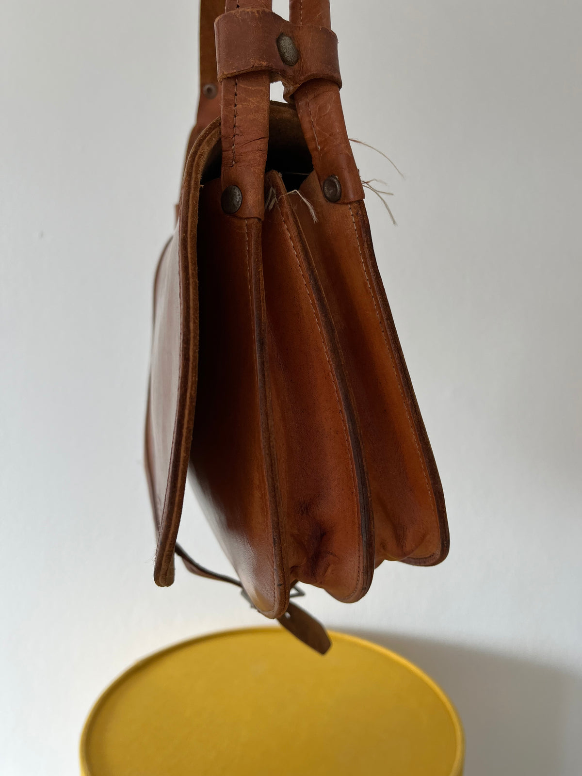 A vintage brown leather saddle