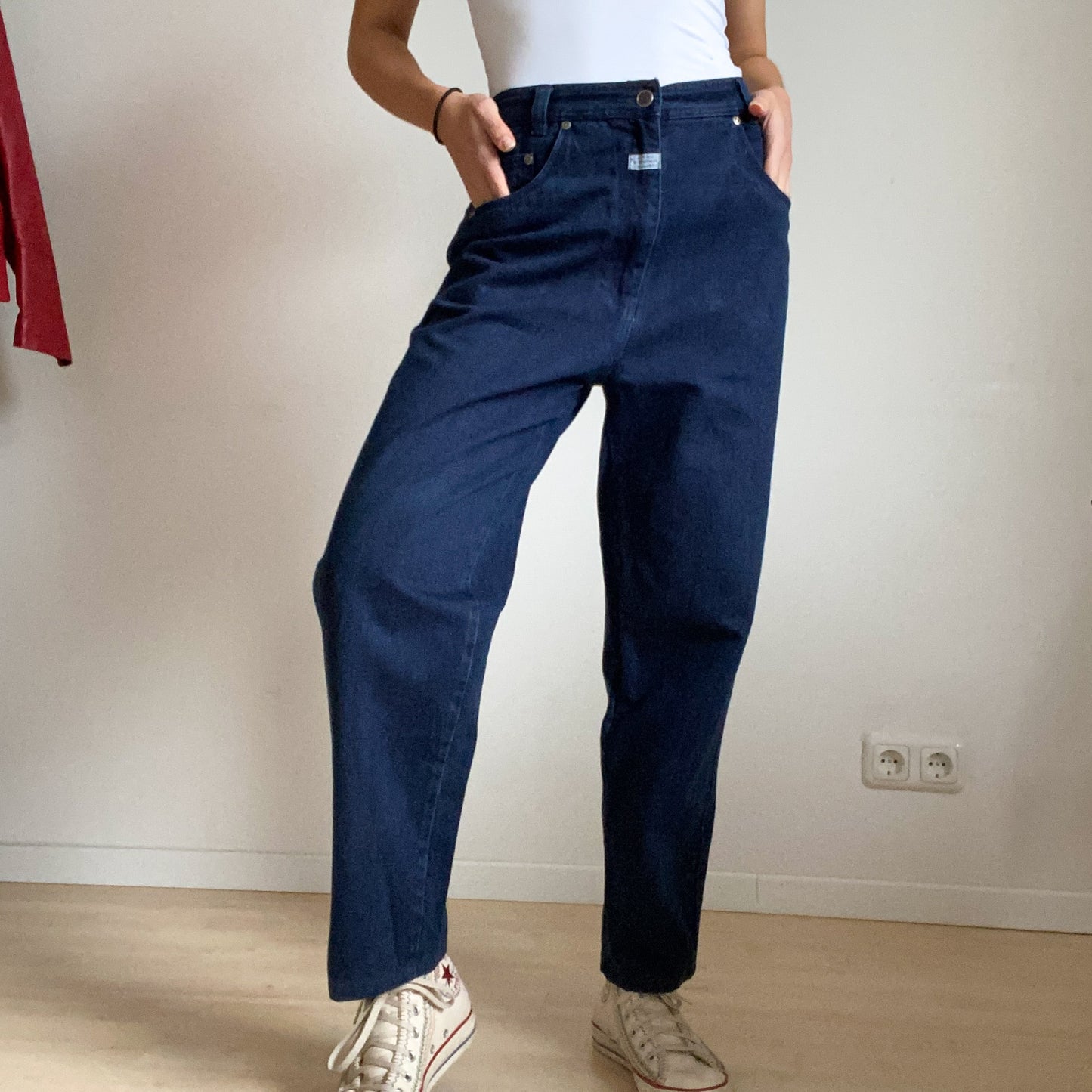 Dark blue trousers